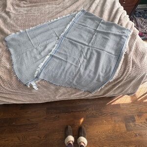 GAP Navy and White Woven Scarf with Fringe